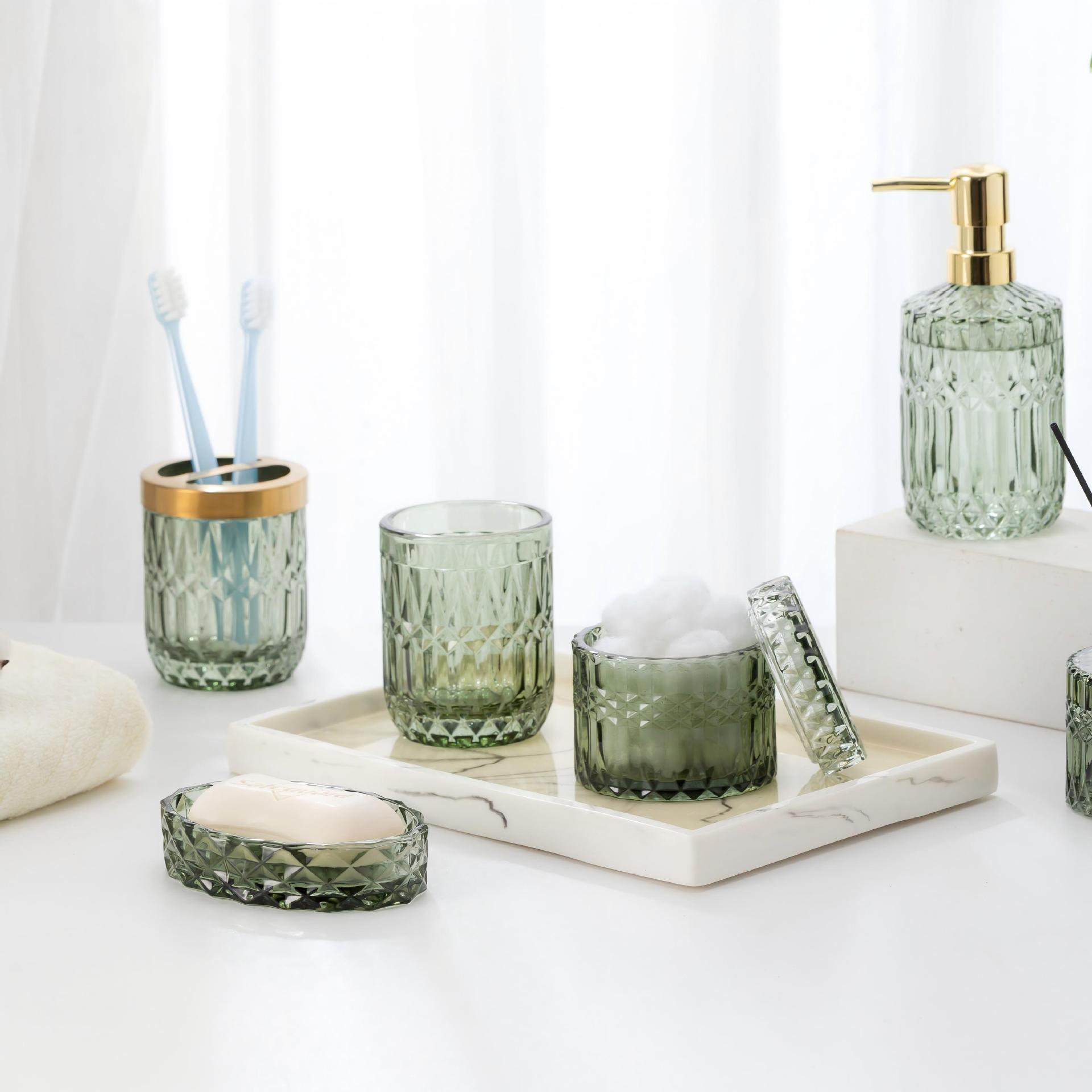 Light-luxury Glass Dispensers For Bathroom Lotions And Hand Soap