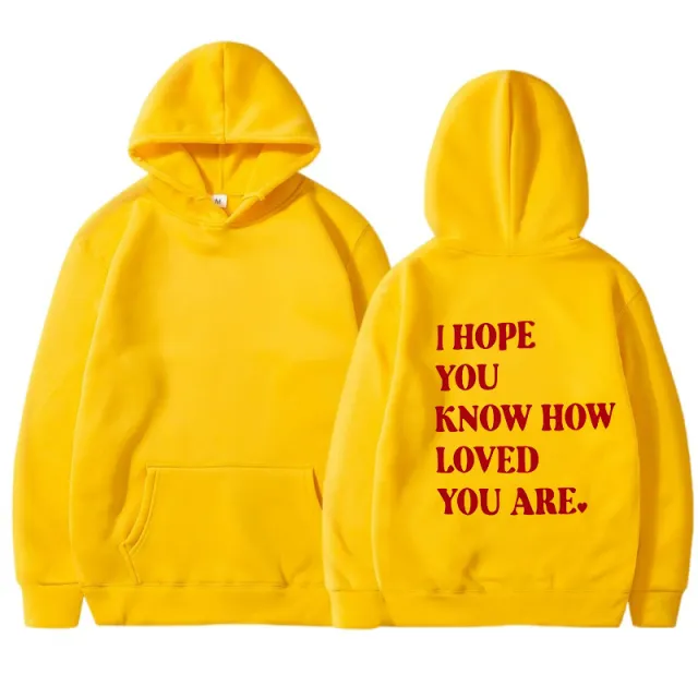 Printed Hoodie Drawstring Hoodie European And American Plus Size Yellow - Shop at LoveMi