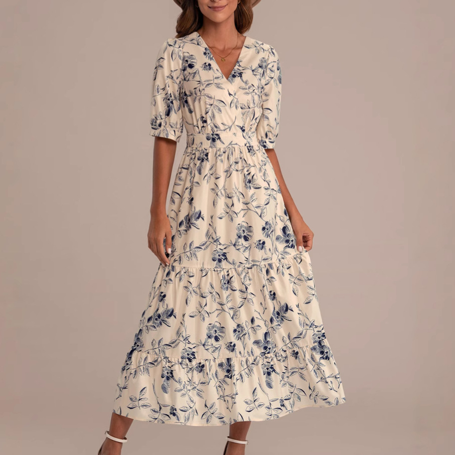 New French Vacation Style Floral Dress