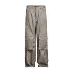 American Retro Love More Than 3D Cutting Workwear Casual Pants - Khaki - View 1