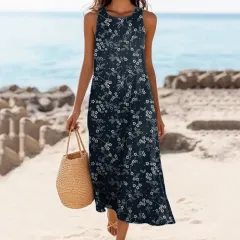 Polyester Short-sleeve One-piece Dress For Women - 5Style - View 1