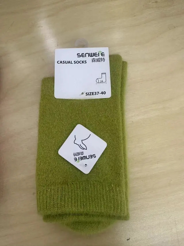 Autumn And Winter Rabbit Fur Socks For Women Grass Green - Shop at LoveMi