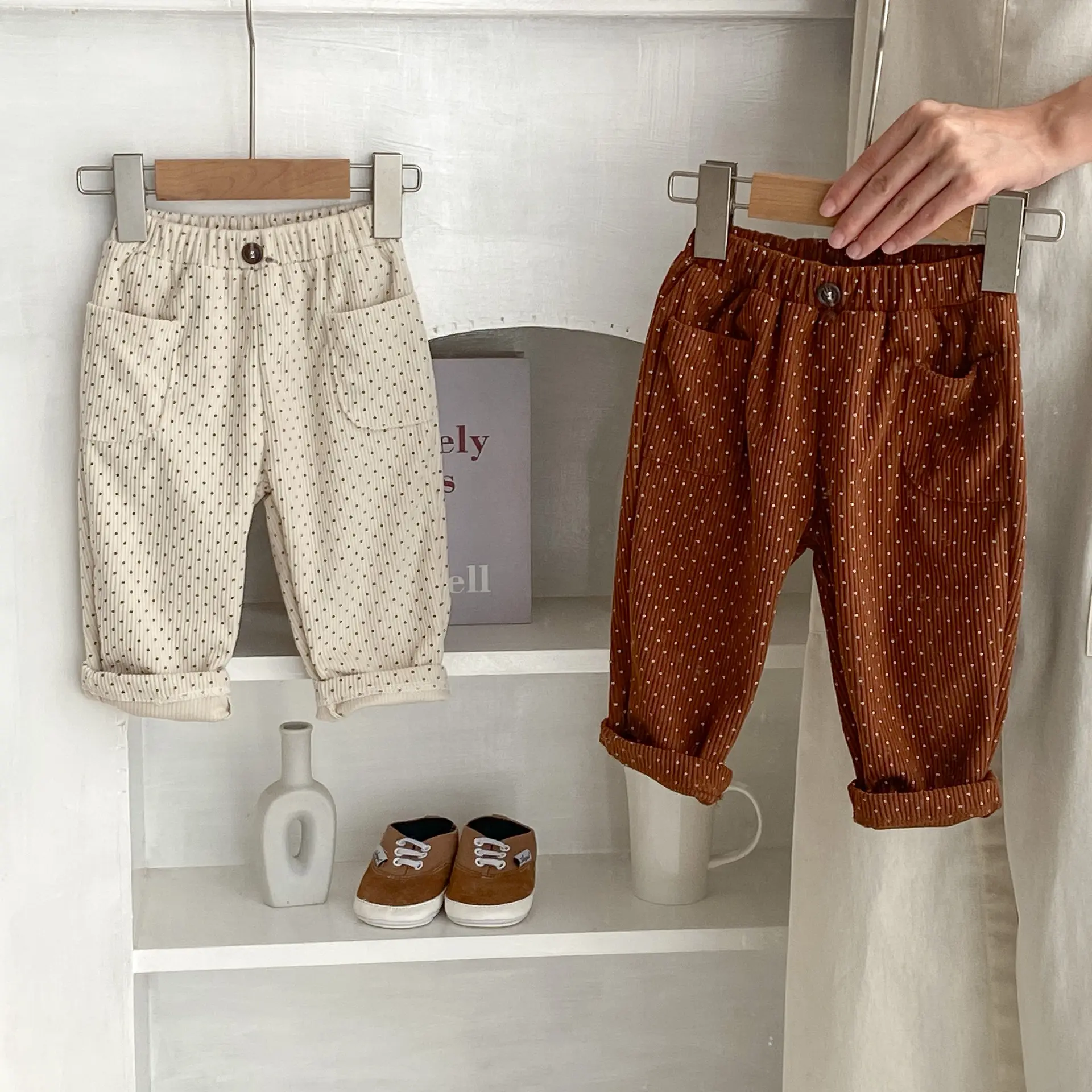 Printed Corduroy Loose Casual Trousers
