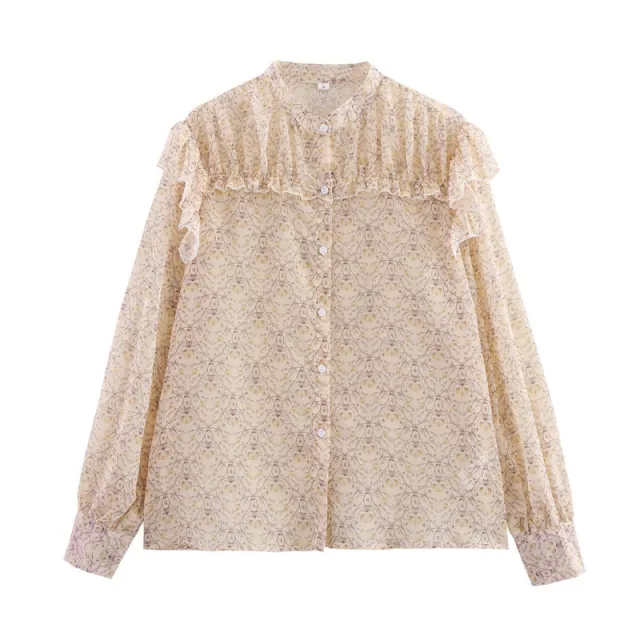 European And American Style Fashionable Simple Tulle Printed Long Sleeve Shirt - Shop at LoveMi