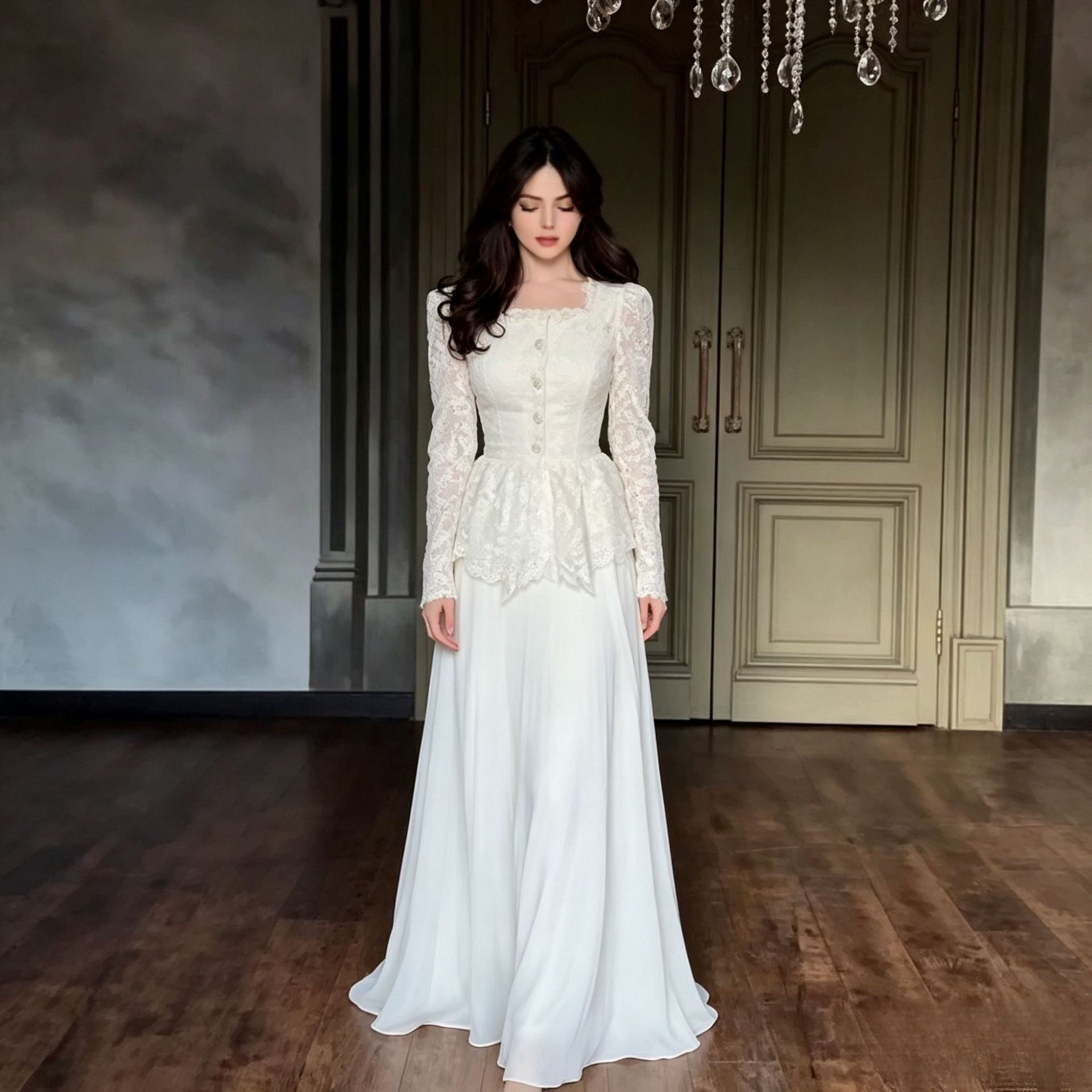 Women's French Lace Heavy-Duty Casual Dress