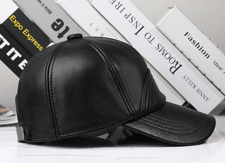 Leather Hat Autumn And Winter Men's Sheepskin Outdoor Sun-proof Leather Baseball Cap