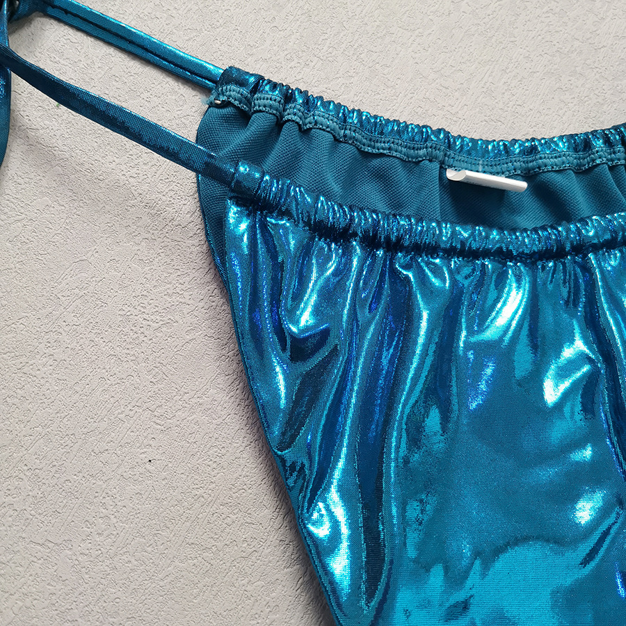 Title 5, Tube Top Split Bikini Blue Glossy Gold Starfish...