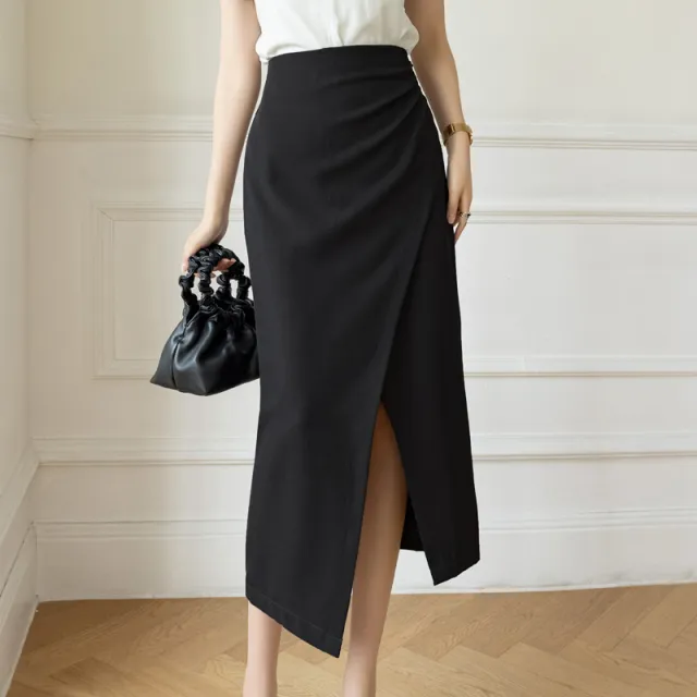 High Waist Slit Sheath Skirt For Women Simple And Thin All matching Black - Shop at LoveMi