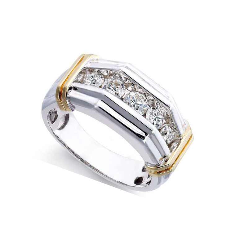 European And American Style Fashion Two-tone Ring Micro-inlaid