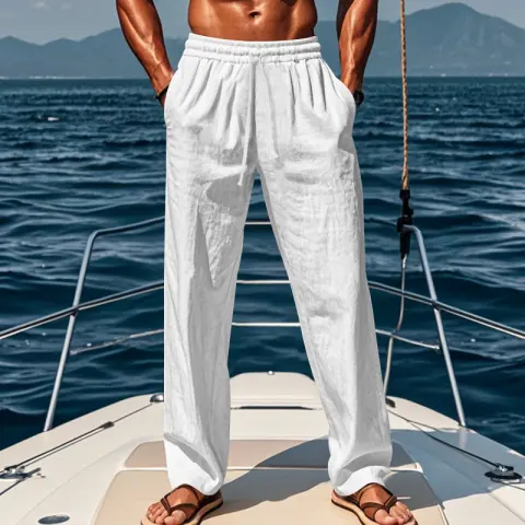 Breathable Cotton and Linen Loose Leisure Sports Trousers
