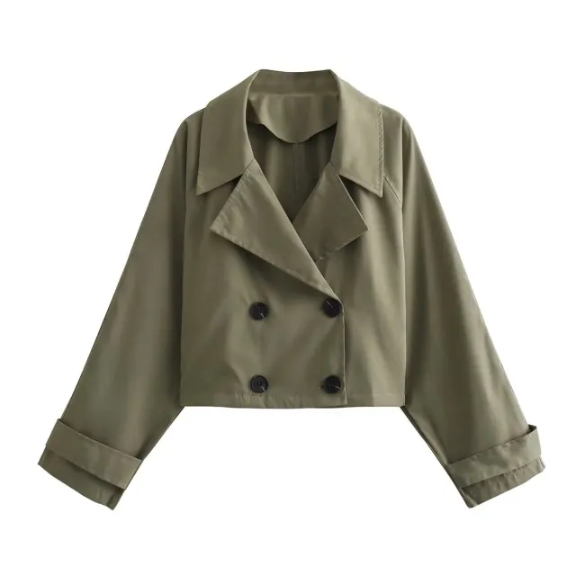 Women's European And American Style Trench Coat Short Jacket Olive - Shop at LoveMi