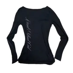 European And American Style Sexy All-matching Slim Long Sleeve Top Women - Black - View 1