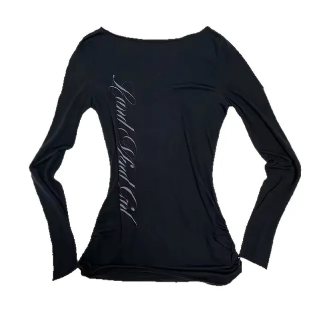 European And American Style Sexy All matching Slim Long Sleeve Top Women Black - Shop at LoveMi