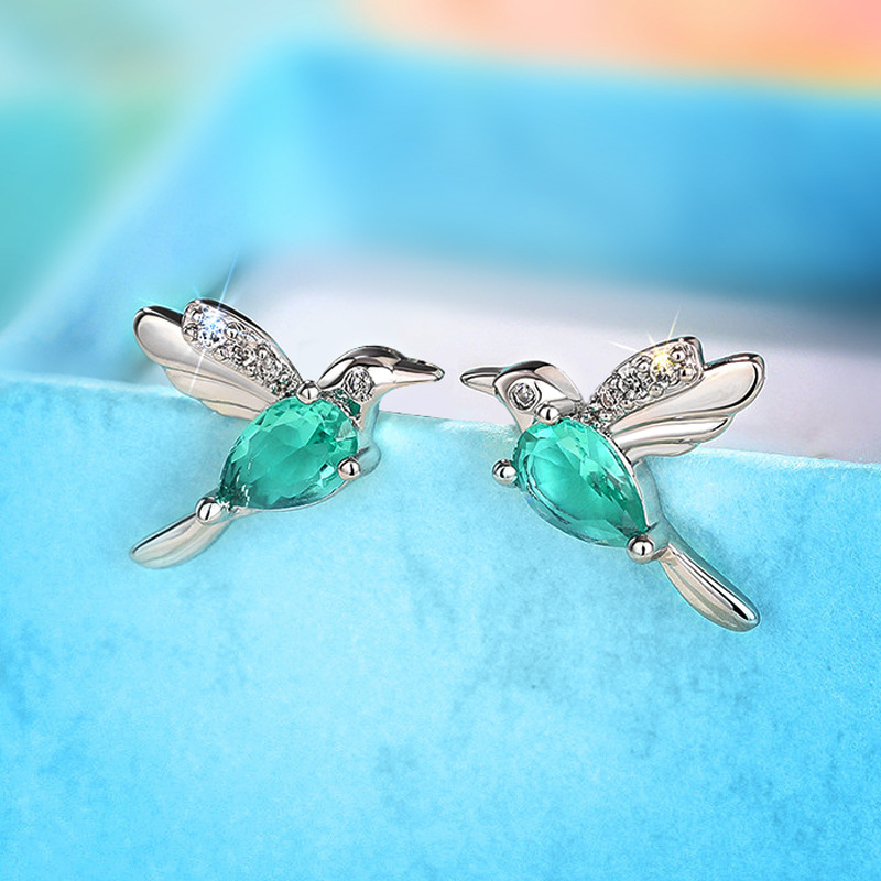 Exquisite Bird Ear Studs Women's Cute Micro-inlaid