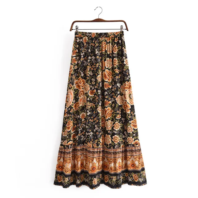 Women's Printed Positioning Flower Tassel Elastic Waist Skirt - Shop at LoveMi