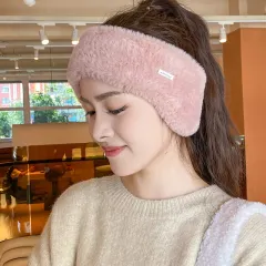 Headband Earmuffs Hat Winter Warm Plush Air Top Knitted Hat - Pink - View 1