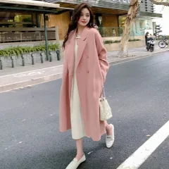 Double-faced Cashmere Wool Coat For Women In Autumn And Winter - Pink - View 1