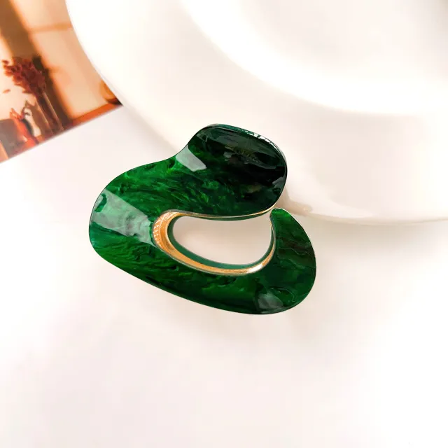 Half Tie Irregular Acetate Hairpin Niche Design Dark Green - Shop at LoveMi