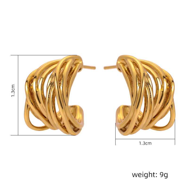 European And American Retro Style Classic Irregular Micro-inlaid Stainless Steel Earrings