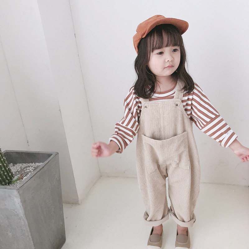 Title 13, Girls Korean Childrens Clothing Corduroy Strap...