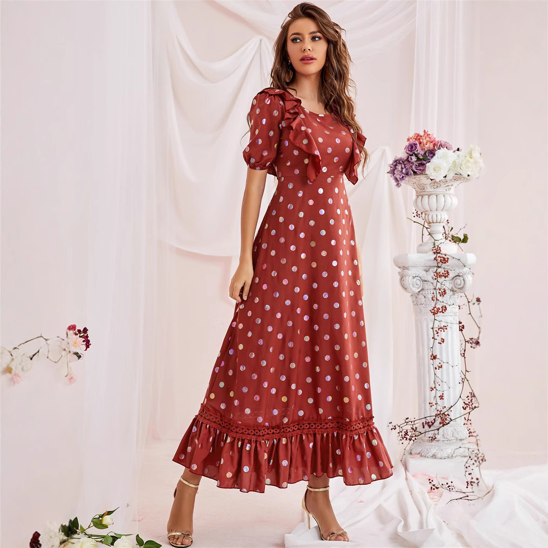 Bohemian Style Bronzing Polka Dot Dress