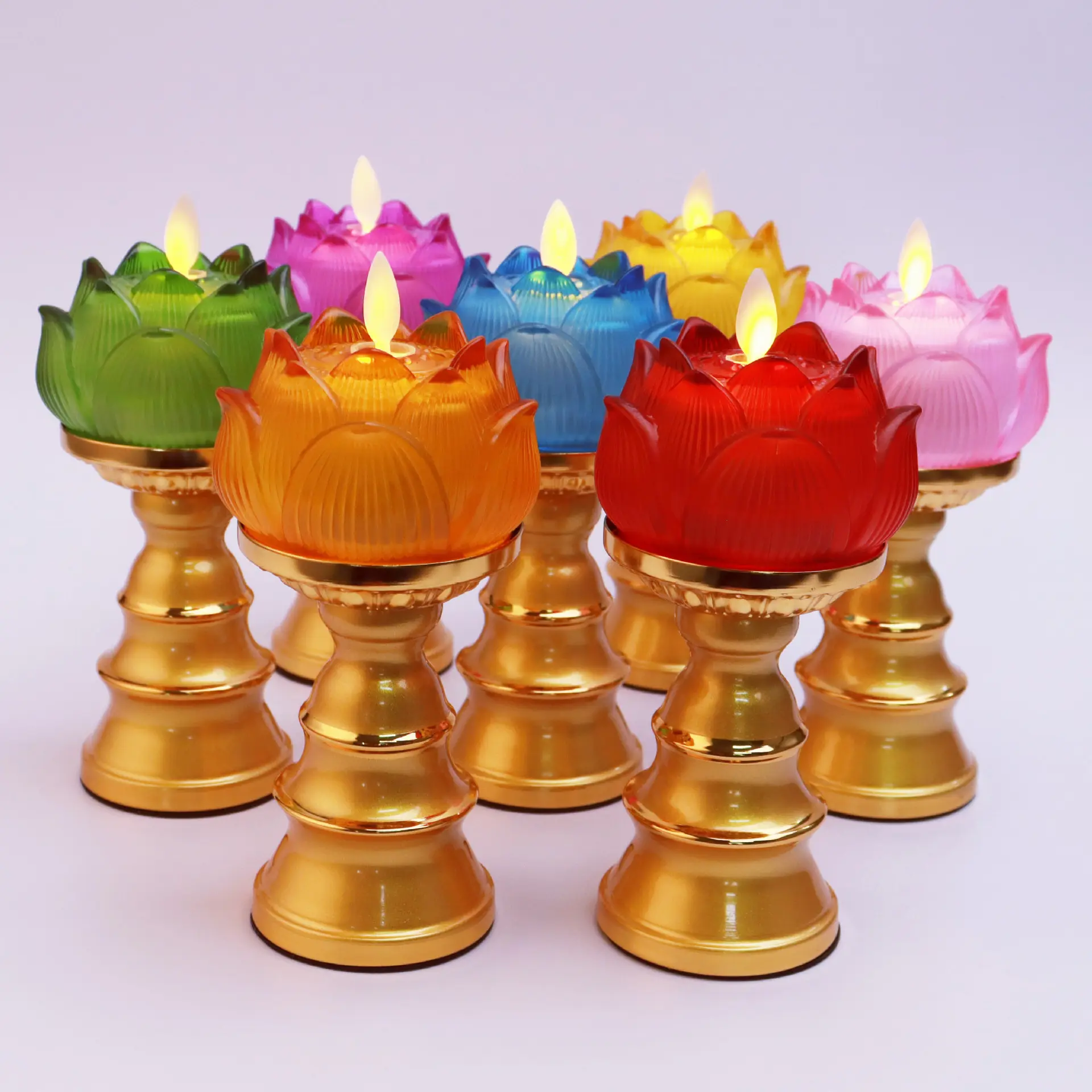 Glass Electronic Lotus Lamp Simulation Flame Swing