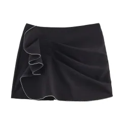 Fashionable And Sexy Pleated Mini Skirt - Black - View 1