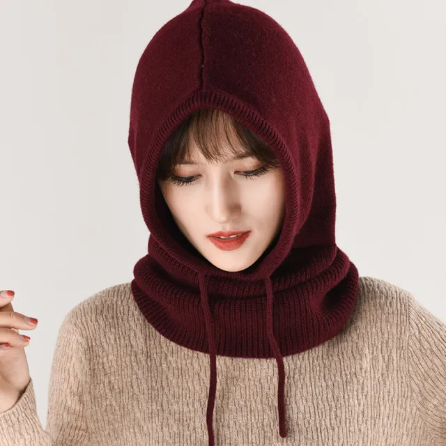 Cashmere Wool Yarn Autumn And Winter Men's And Women's Knitted Headwear Wine Red - Shop at LoveMi