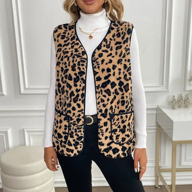 Leopard Print Cardigan Outerwear Top Coffee - Shop at LoveMi