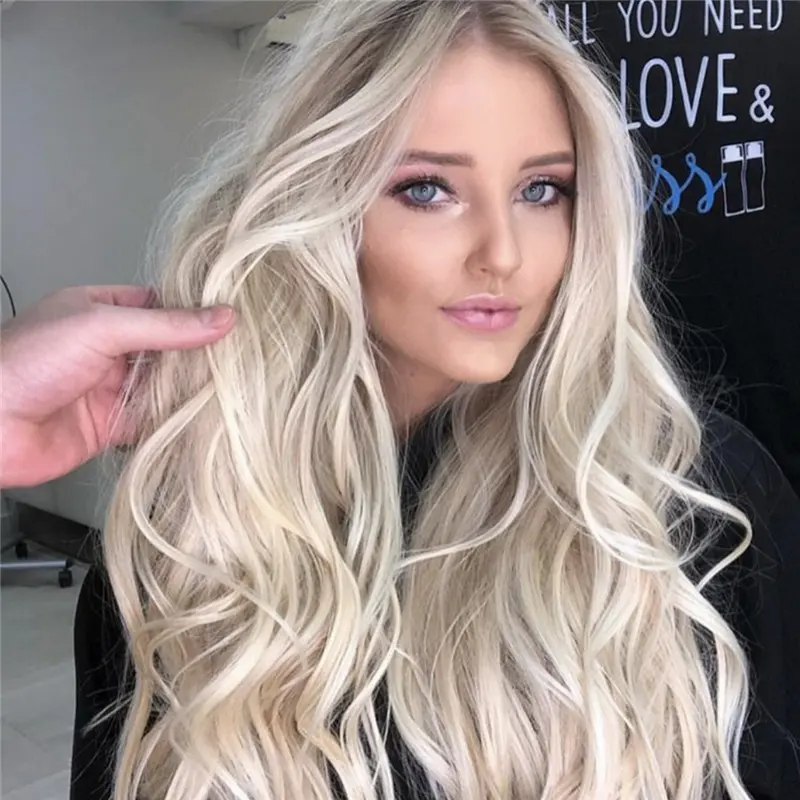 Big-wave Voluminous Synthetic Wig in Platinum Blonde