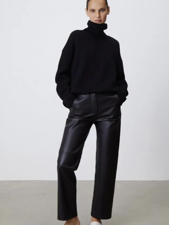 Autumn And Winter European And American Loose Basic Style Solid Color Pullover Black - Shop at LoveMi