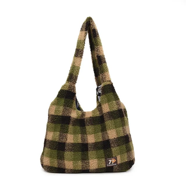 Women's Plaid Shoulder Crossbody Tote Bag Large Capacity Shoulder Underarm Bag Green - Shop at LoveMi