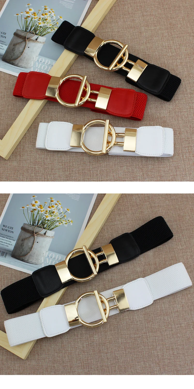 Title 2, Womens Decorative Belt With Gold Round Button