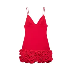 Women's Fashion Personalized Flower Dress - Red - View 1
