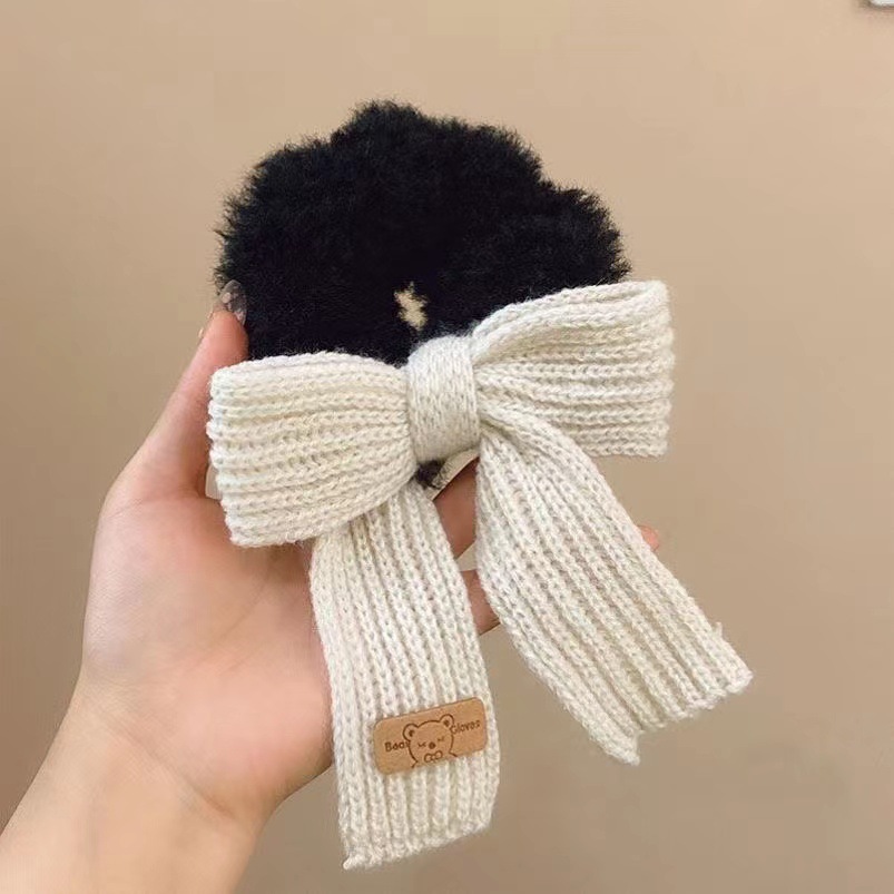 Title 5, New Autumn And Winter Wool Bow Plush Hair Ring