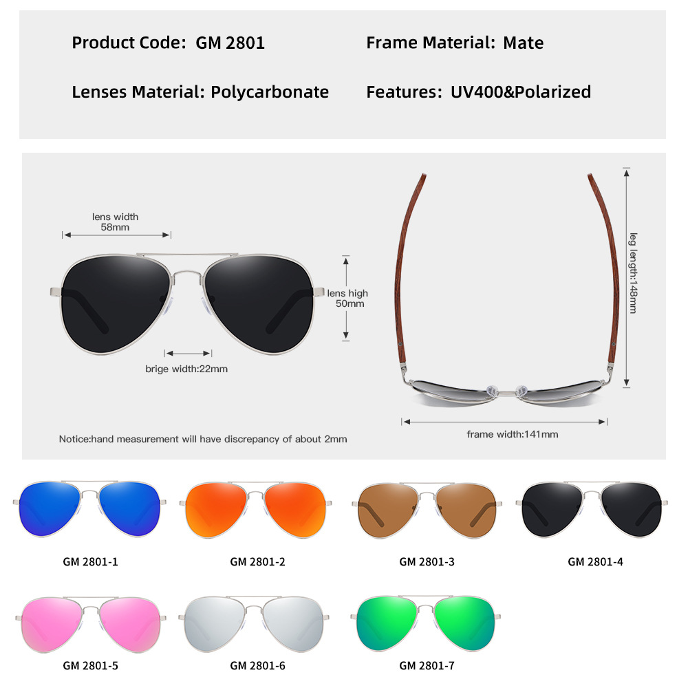 Fashion UV Protection Bamboo Sunglasses - Image 3