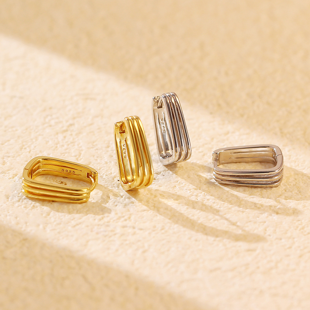 Silver Geometric Delicate Earrings Women