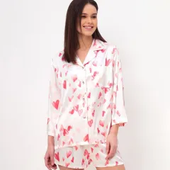 Artificial Silk Heart Printing Loose Home Wear Ice Silk - Printing - View 1