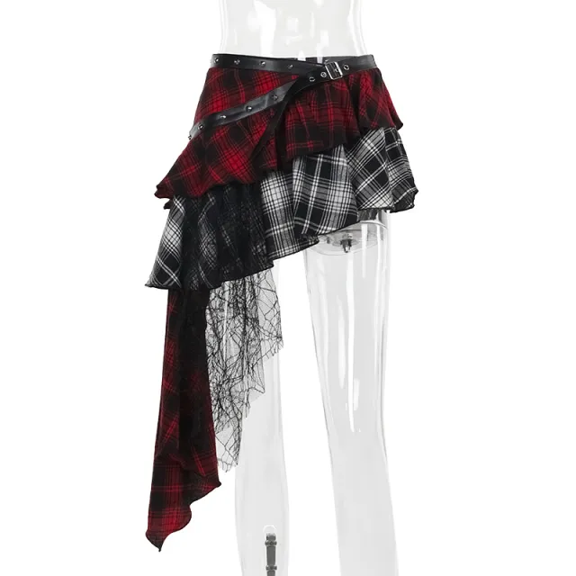 European And American Style Elegant Slim Fit Irregular Plaid Skirt Plaid - Shop at LoveMi