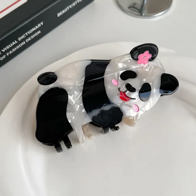 Plastic Cartoon Panda Acetate Grip Cute Animal Hair Claw Young Girl Personalized Barrettes Bang Side Shark Clip Splicing Style - Shop at LoveMi