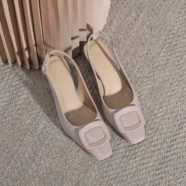 Summer Closed Toe Buckle High Heels Stiletto Heel Milk Tea Color 39 - Shop at LoveMi