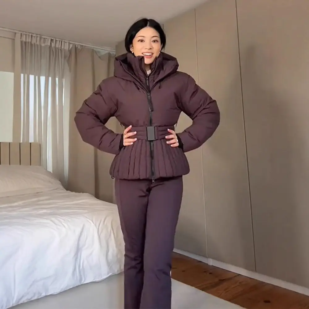 Womens Stylish Waist-cinching Cotton Coat