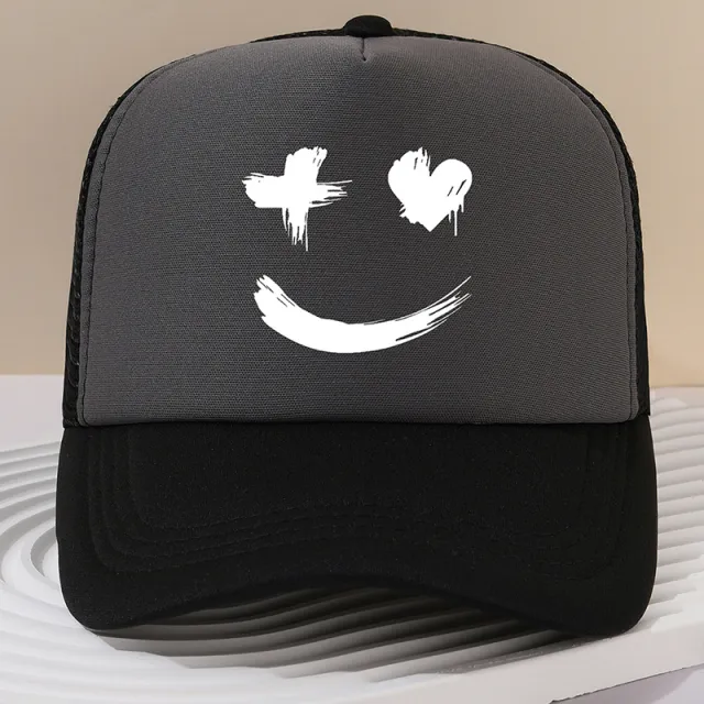Face Peaked Cap Sunshade Baseball Cap Outdoor Riding Printing Gray - Shop at LoveMi