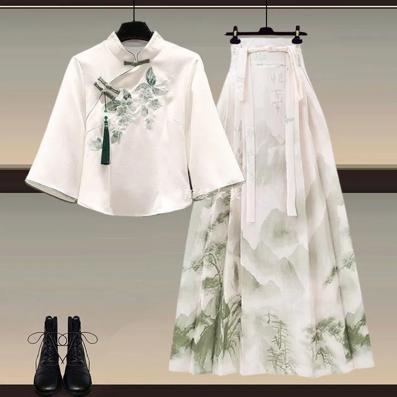 New Wear A Set Of Plus Size Hanfu Horse-face Skirt Two-piece Suit - B Set