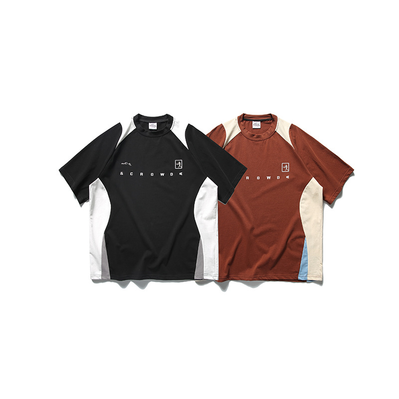 New Sports Style Color Contrast Patchwork T-shirt