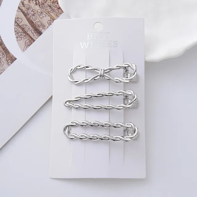 Cold Wind Metal Barrettes Silver Shaped Wave White Combination A - Shop at LoveMi
