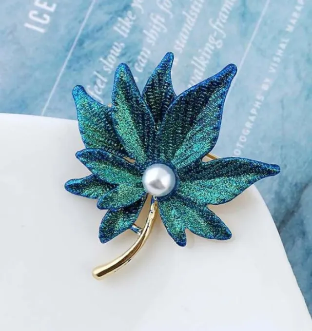 Fashion Double layer Pearl Clothing Pin For Women Blue - Shop at LoveMi
