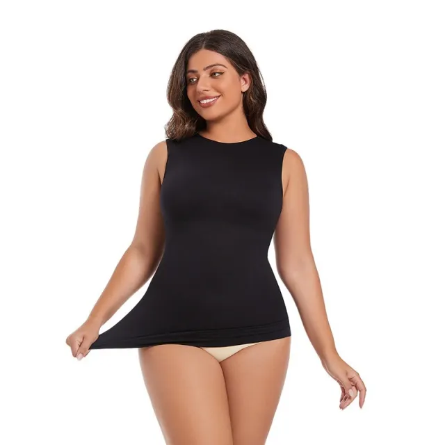 Women's Sleeveless Round Neck Slim Fit Skinny Body Shaping Top Black - Shop at LoveMi