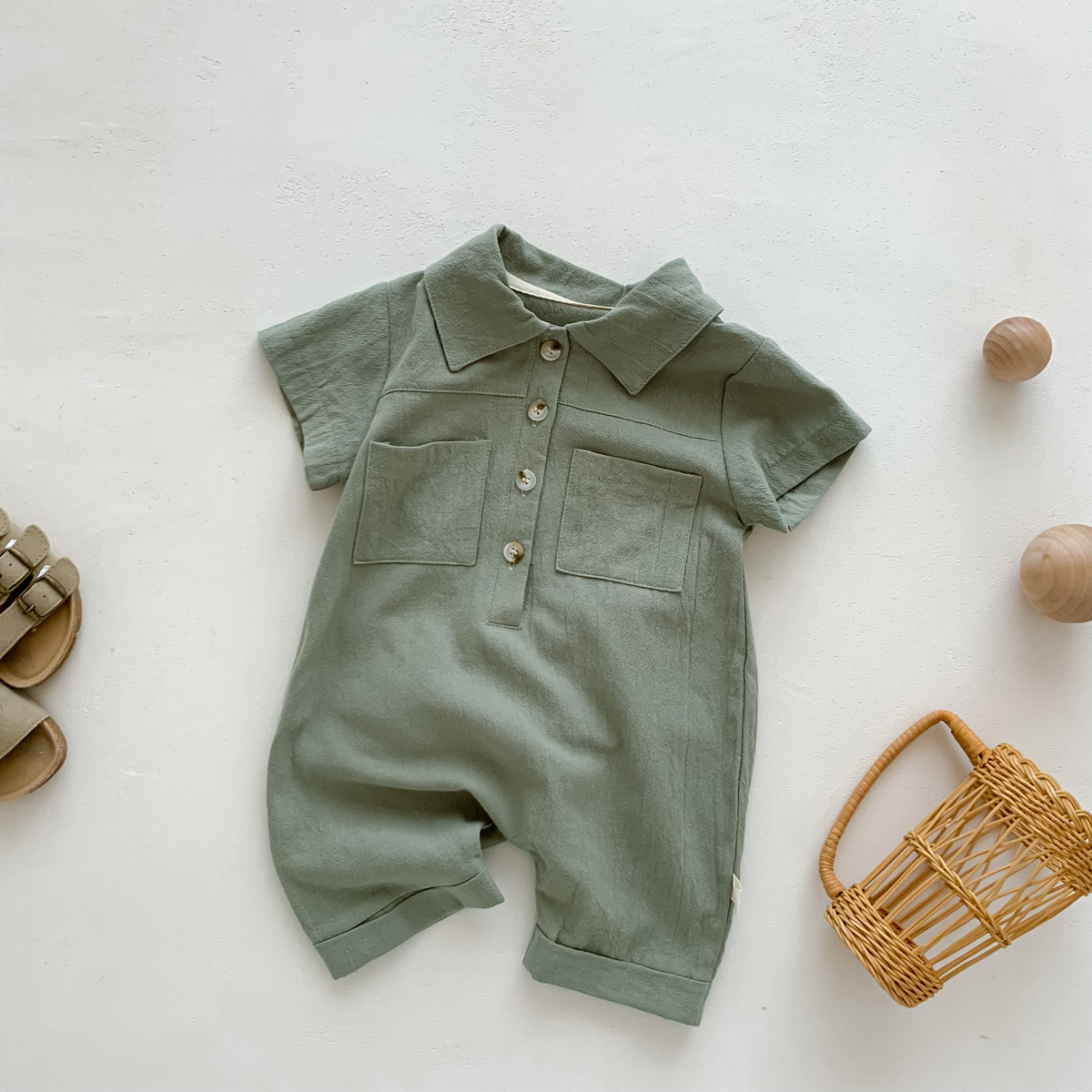 Western Style Summer Boy Short Sleeve Rompers