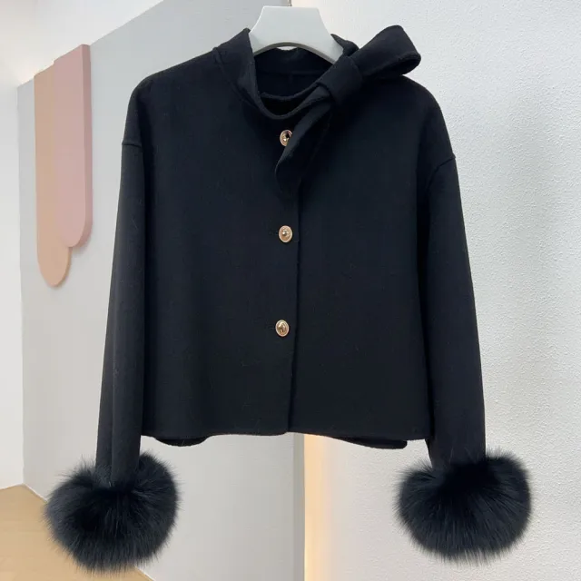 New Cashmere Wool Overcoat Coat Black - Shop at LoveMi
